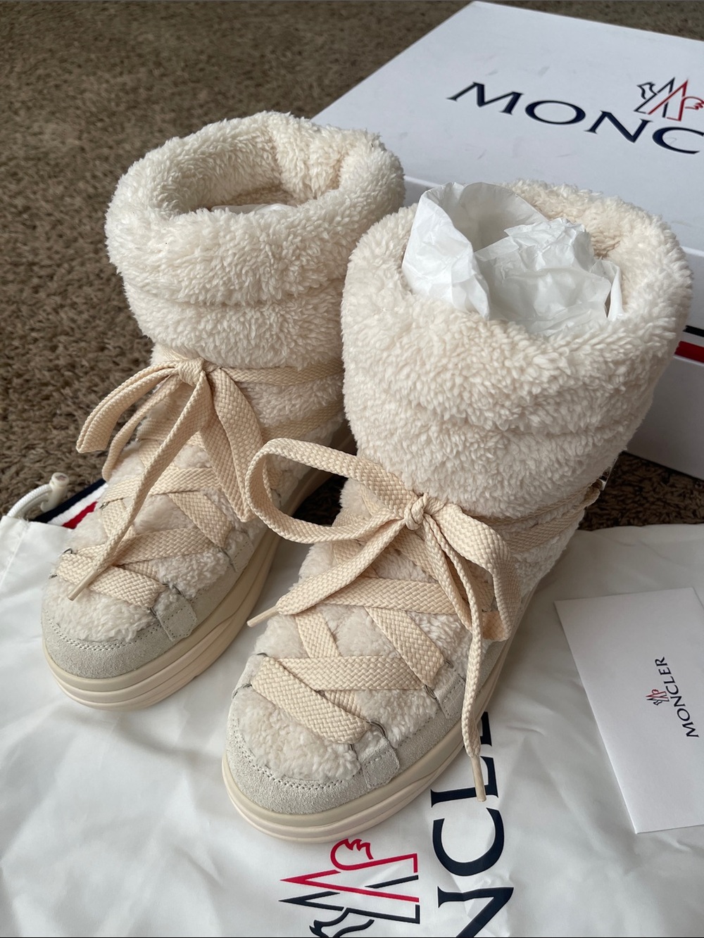 Moncler Insolux Faux Fur and Suede Snow Boots